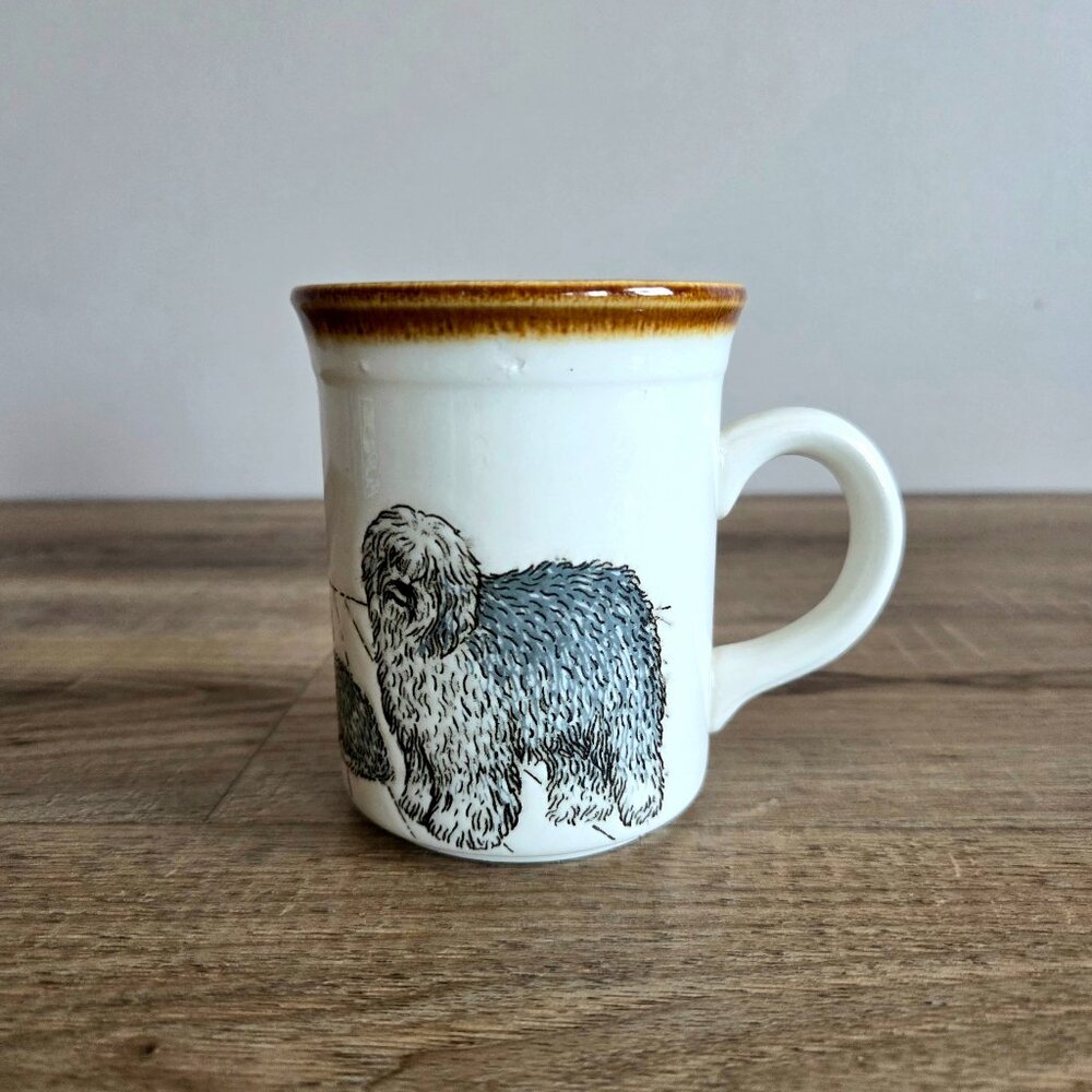 Vintage Biltons England ceramic mug featuring Old English Sheepdogs.